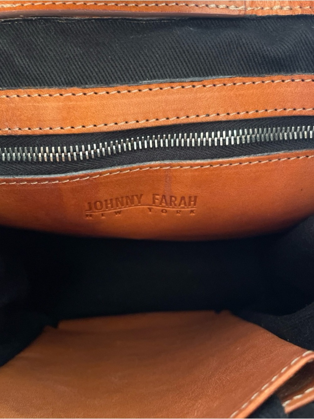 Johnny Farah Small Geometric Diamond Leather Tan Tote Bag Purse Handbag - Picture 3 of 15